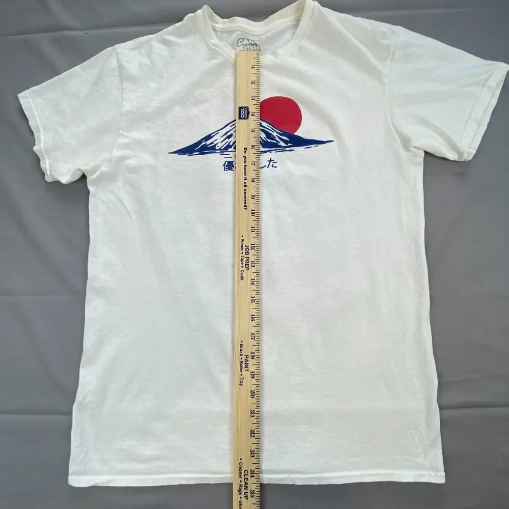 Call Your Mother Mens Graphic T-Shirt White Mount Fuji Japan Sun Size M Top